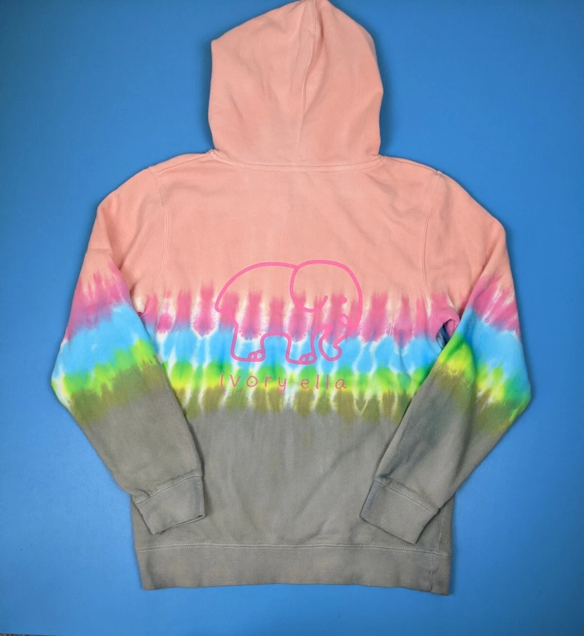 OFF WHITE Felpa pullover donna tie dye avorio Ella felpa con cappuccio logo elefante taglia small