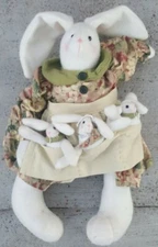 VTG 2001 GiftCraft Among Friends Rabbit And Babies Cute Handcrafted Doll