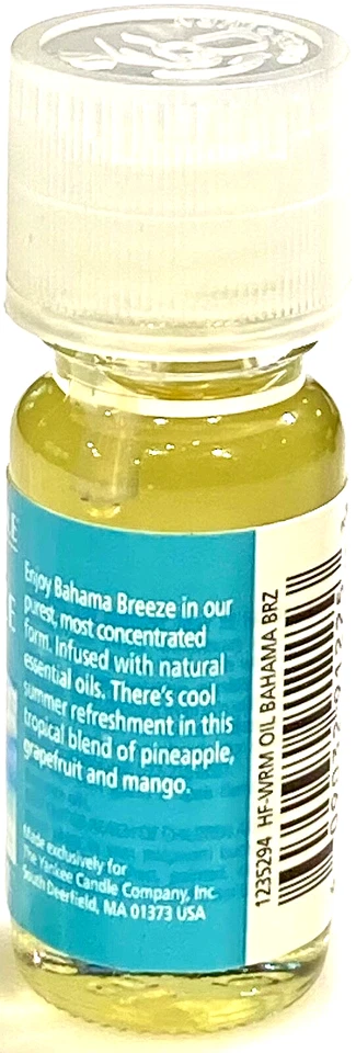Aceite de fragancia para el hogar Yankee Candle Bahama Breeze 0,33 fl oz 10 ml retirado raro 2016 Foto 2 de 3