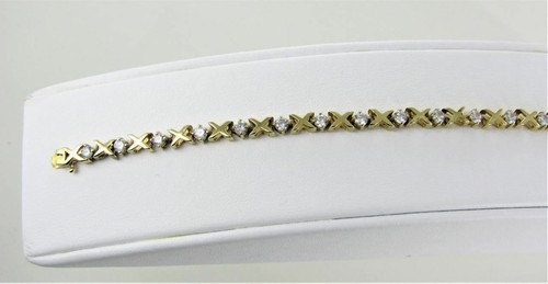 14KT WHITE GOLD DIAMONDS IN BEZELS TENNIS STYLE BRACELET 7.25" 015353109 - 第 7/7 張圖片