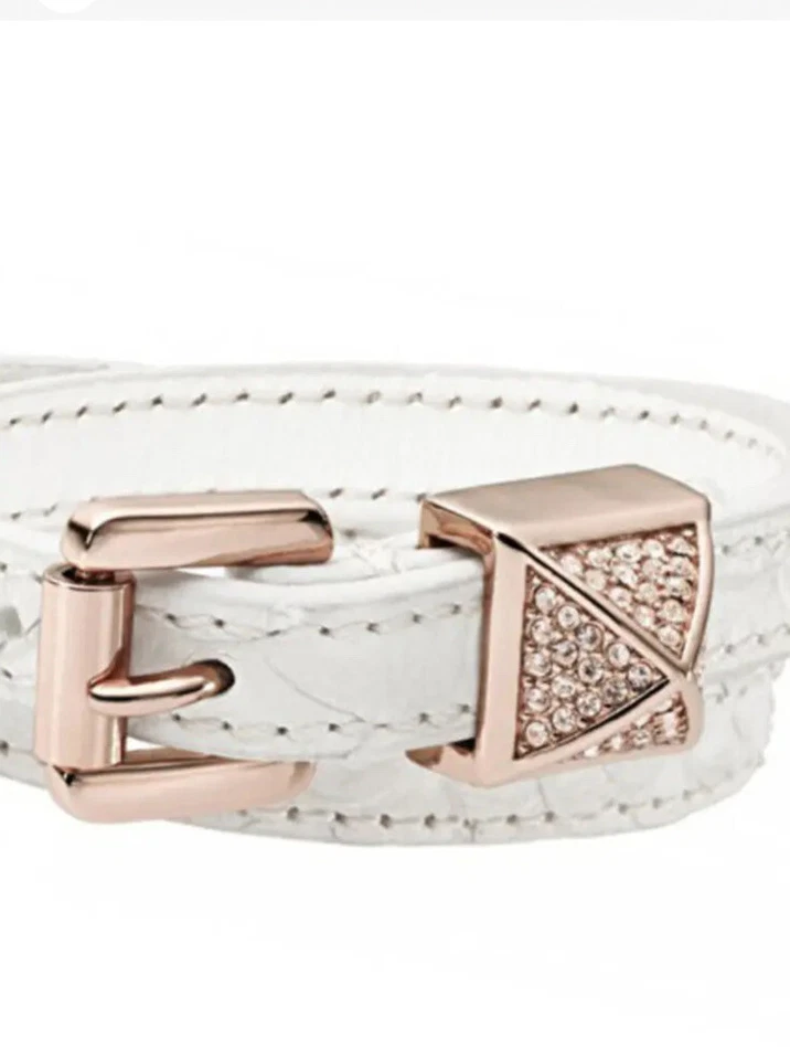 Pulsera Michael Kors W1018 Mujer Glam Rock Cristal Pirámide Doble Envoltura Cuero Foto 3 de 3