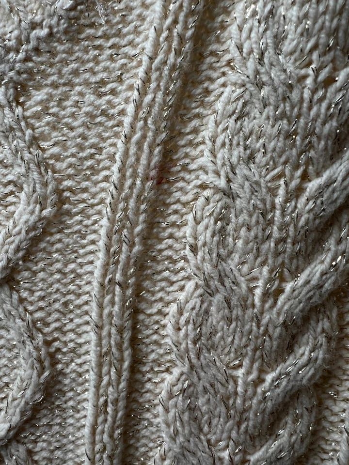 Nuevo Suéter Mujer Talla 3x Crema Dorado Cable Tejido Cuello en V Chaps Marfil Vacaciones Foto 3 de 4