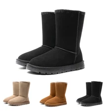 Women's Stylish Cozy Pull-On Mid-Calf Snow Boots With Lug Outsole for  Outdoor