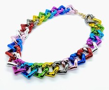 HEART LINK NECKLACE Colorful 14" Girl's Hollow Adj. Heart-Shaped Charm Chain