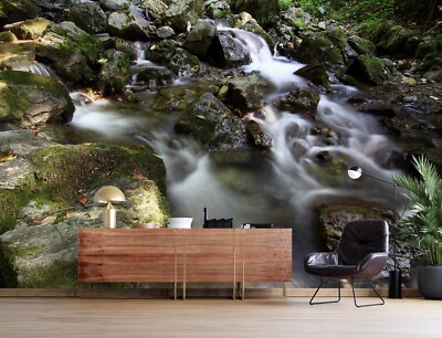 3D Rock Stream ZHUA12046 Wallpaper Wall Murals Removable Self-adhesive Ann