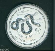 2013 $8 Australia Lunar Series 2 Zodiac Year Of The Snake 5 Oz. Silver Coin
