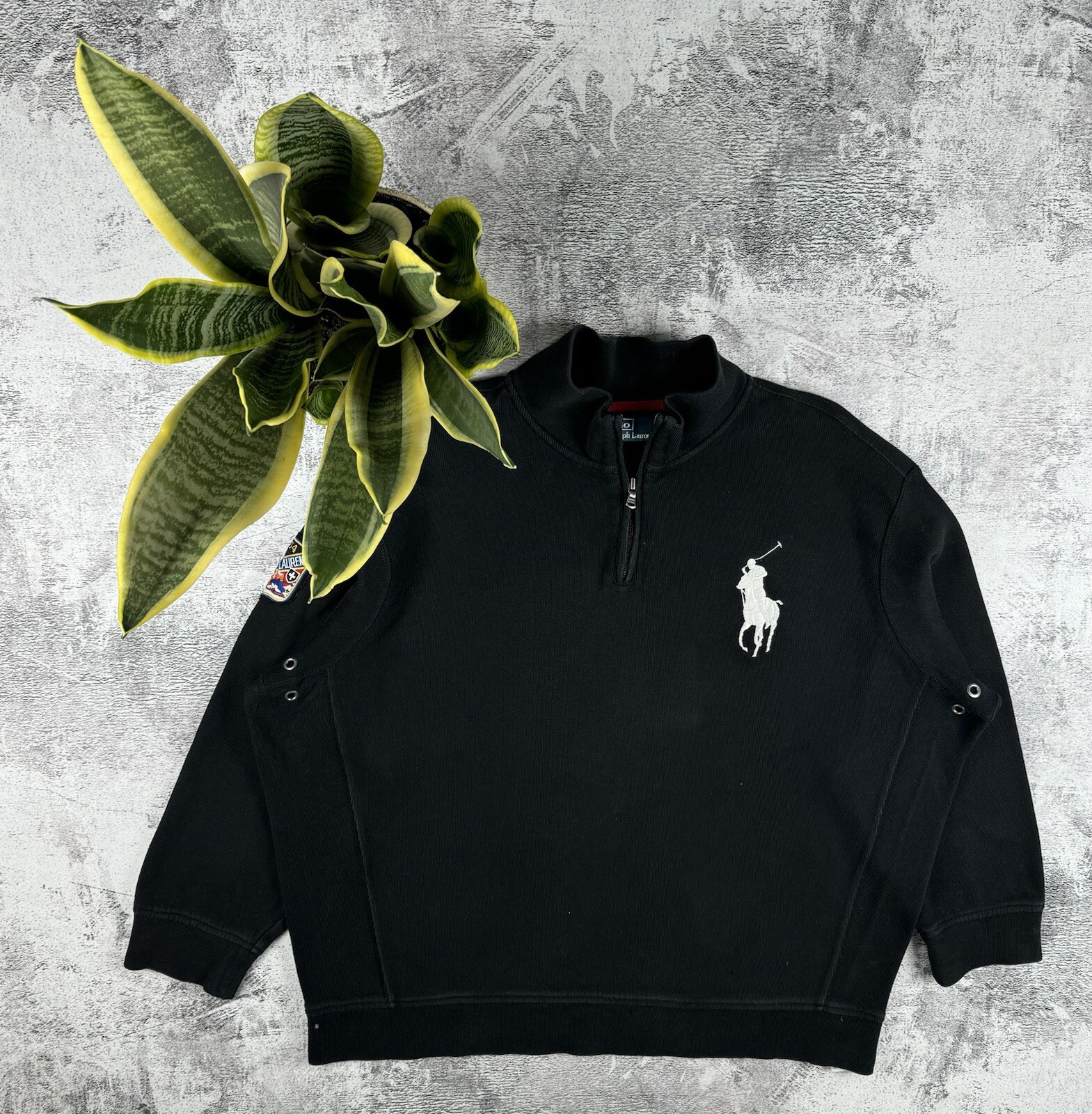 Felpa con cappuccio e zip vintage Polo Ralph Lauren PRL Big Pony 1 3 1 4 pullover