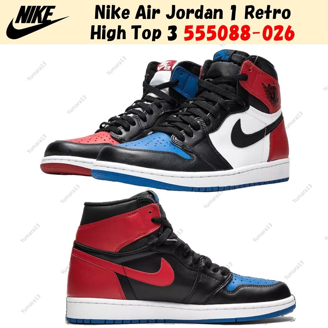 Nike Air Jordan 1 Retro High Top 3 555088-026 Men's Size | eBay Nike Air Jordan 1 Retro High Top 3 555088-026 Men's Size | eBay
