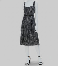 Kensie Womens Black Sequined-Mesh Matte-Satin MIDI Dress Size. 6