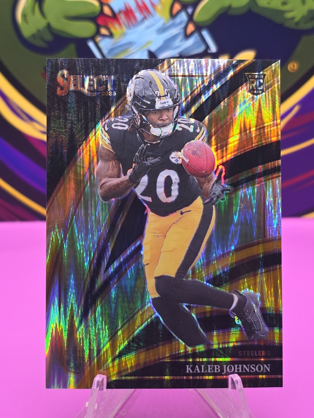 2025 Panini Select - Club Level Kaleb Johnson #252 Black & Gold Shock Prizm (RC)
