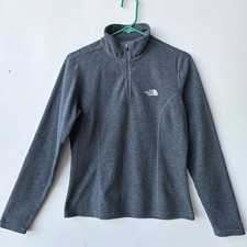The North Face TKA 100 Womens Gray Fleece Quarter Zip 1/4 Pullover Small Petitie