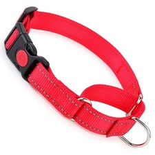 Martingale Collar for Dogs with Buckle, Reflective Dog M Neck13.5-16" , Red