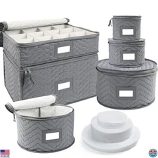 LotFancy China Storage Containers - Quilted 6-Piece Set Storage Box- Stores