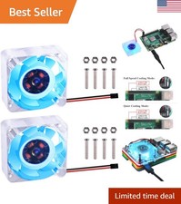 2pcs 40x40mm Quiet Cooling Fans for Raspberry Pi 4B/3B - Low Noise  High Flow
