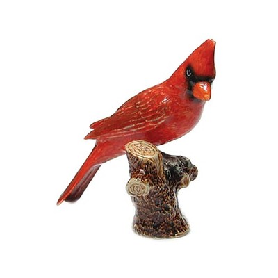 Northern Rose Cardinal on Branch-Home decor Bird - Miniature Porcelain Figurine