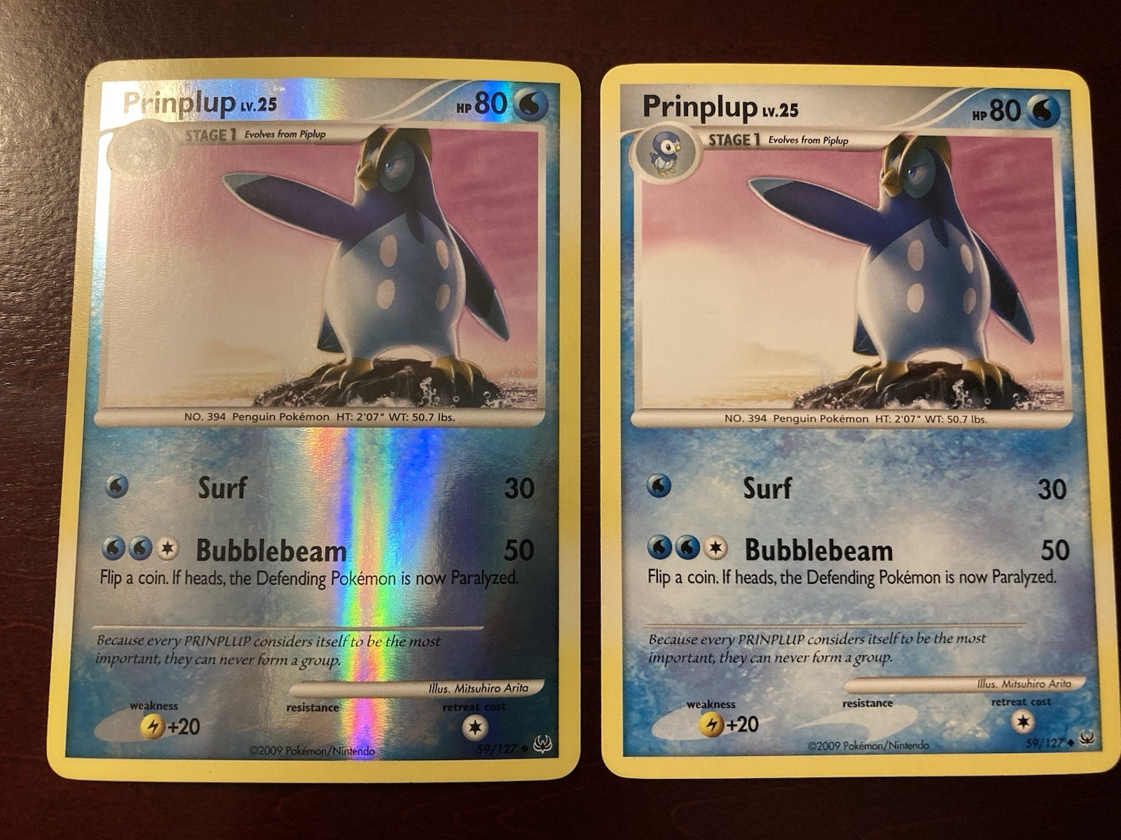 Prinplup 59/127 Platinum Reverse Holo & Regular Uncommon Pokémon TCG Card NM