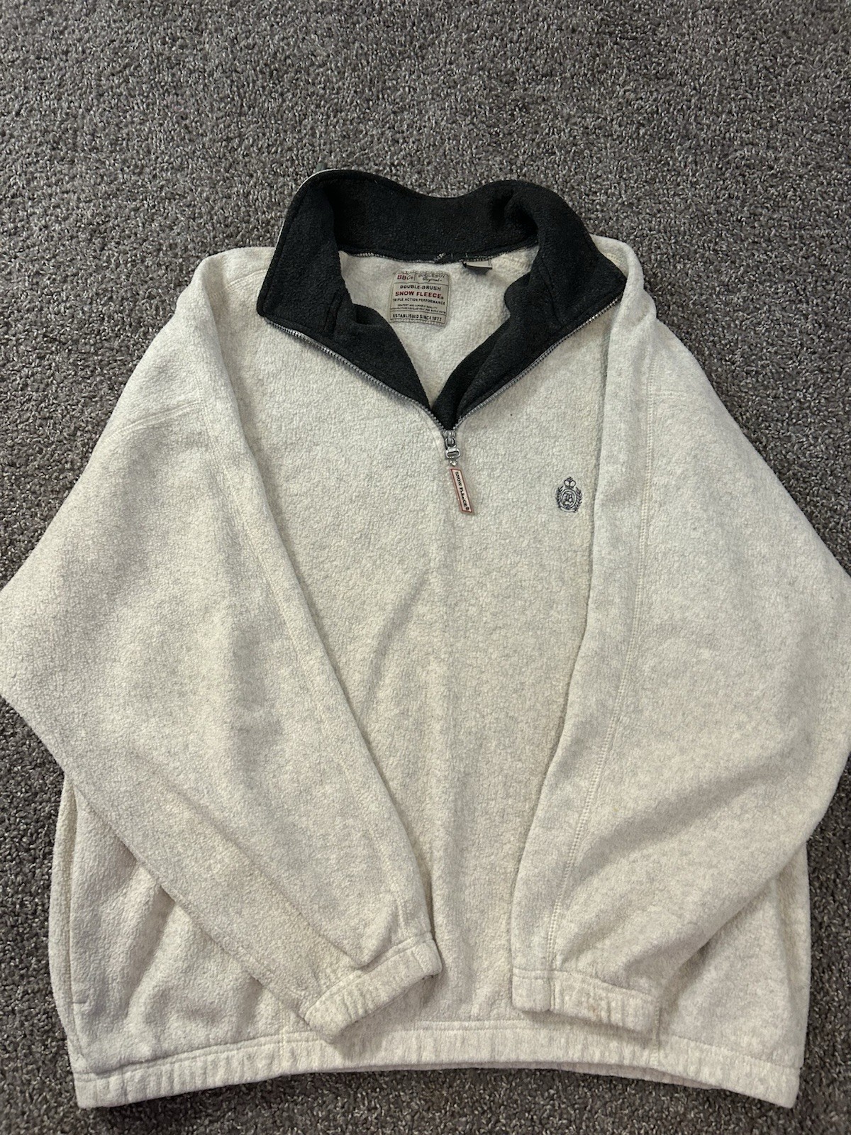 VINTAGE Bugle Boy Jacket Adult Extra Large Gray Snow Fleece 1/4 Zip Sherpa 90s