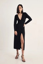 Nastygal Black Midi Dress Womens Going Out Dresses
