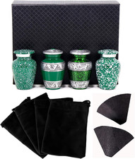 Small Urns for Human Ashes of Adult Male Female  Set of 4 Green Keepsake Vials