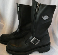 Harley Davidson Women's Black Leather Motorcycle Boots Sz 7.5 81994 Double Zip