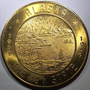 1959 Alaska The 49th State Fairbanks Golden Heart $1 Trade Token Chamber