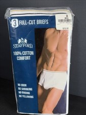 3 Pr Vtg STAFFORD Men  s Size 36 100 Cotton Full Cut Briefs Underwear NOS
