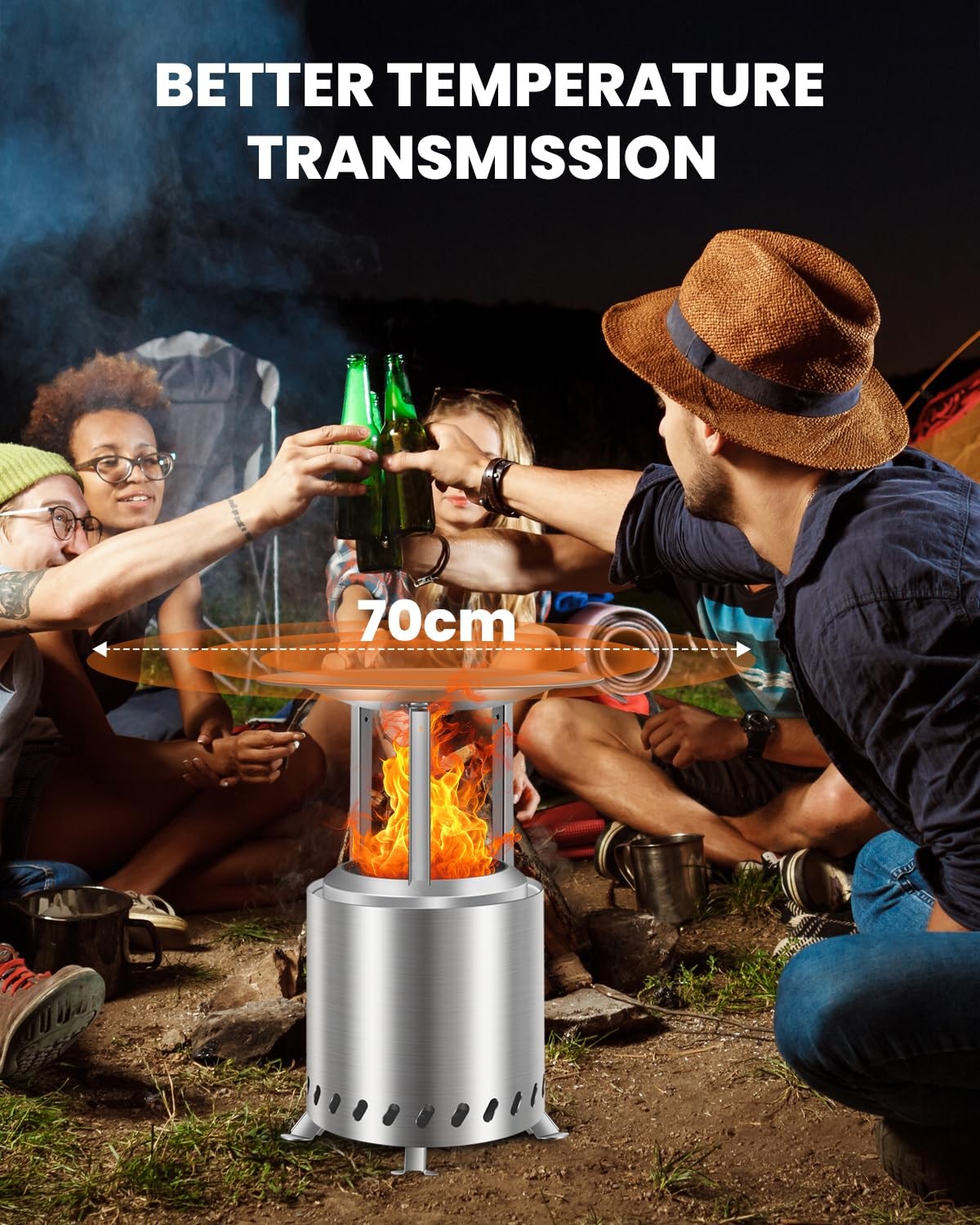 Heat Deflector for Mesa XL Fire Pit Stainless Steel Redirects Heat w/3 Legs