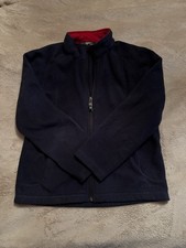 L.L. Bean Boys Navy Red Fleece Zip Basic Jacket 100 Polyester Size M 10-12 