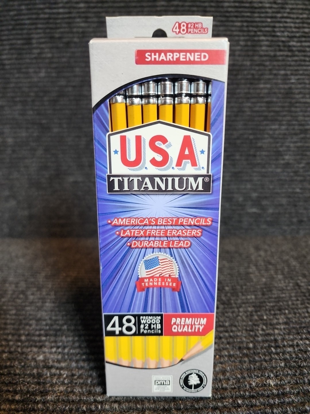 USA TITANIUM SHARPENED PENCILS,  48 COUNT PREMIUM WOOD #2HB FREE SHIPPING