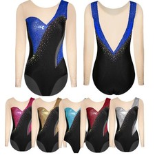 US Women One Piece Yoga Dancewear Ballet Bodysuit Latin Jumpsuit Modern Glittery