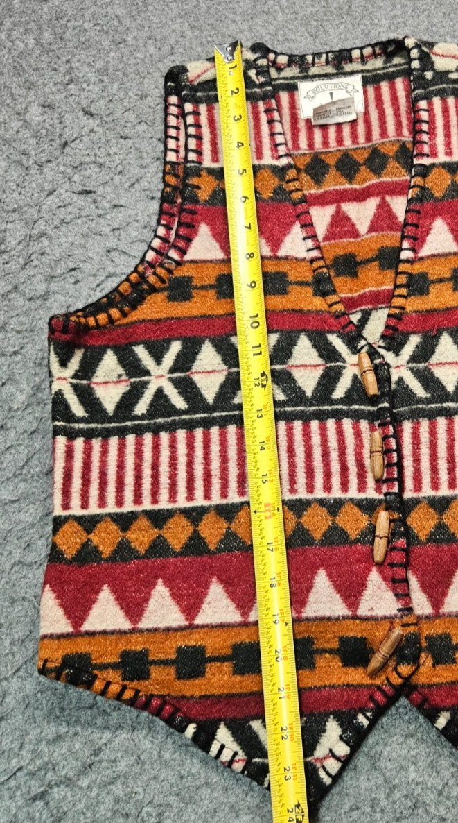Solutions vtg Aztec western toggle button wool bl… - image 5