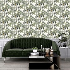 Tropical Banana Leaf Wallpaper Cream Green Botanical Textured Paste The Wall