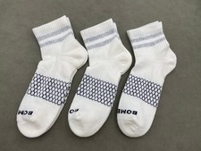 3 Pairs Bombas Men Vintage Stripes All-Purpose Performance Quarter Socks Size L