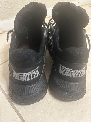 Versace Trigreca Men s Black/White Low Top Geometric Lace-Up Athletic Sneakers
