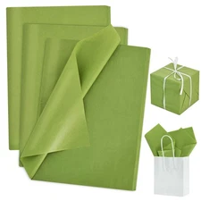 Bulk  Olive  Green  Tissue  Paper, 100 Sheets,  Gift  Wrap,  DIY,  14x20 Inch