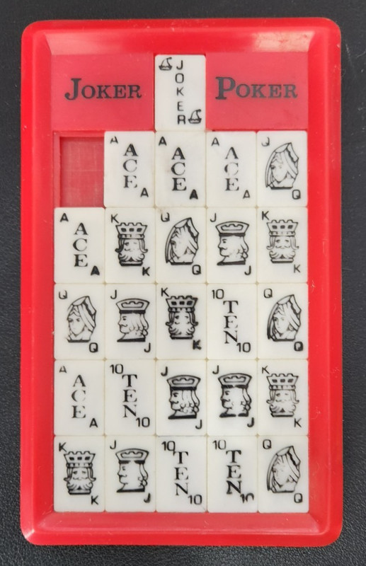 Vintage Joker Poker Slide Puzzle From 1974, Red Plastic, Made In Hong Kong
