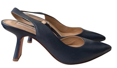 Antonio Melani Women's Kacy Kitten Heel Slingback Leather Pumps Size 6M Blue
