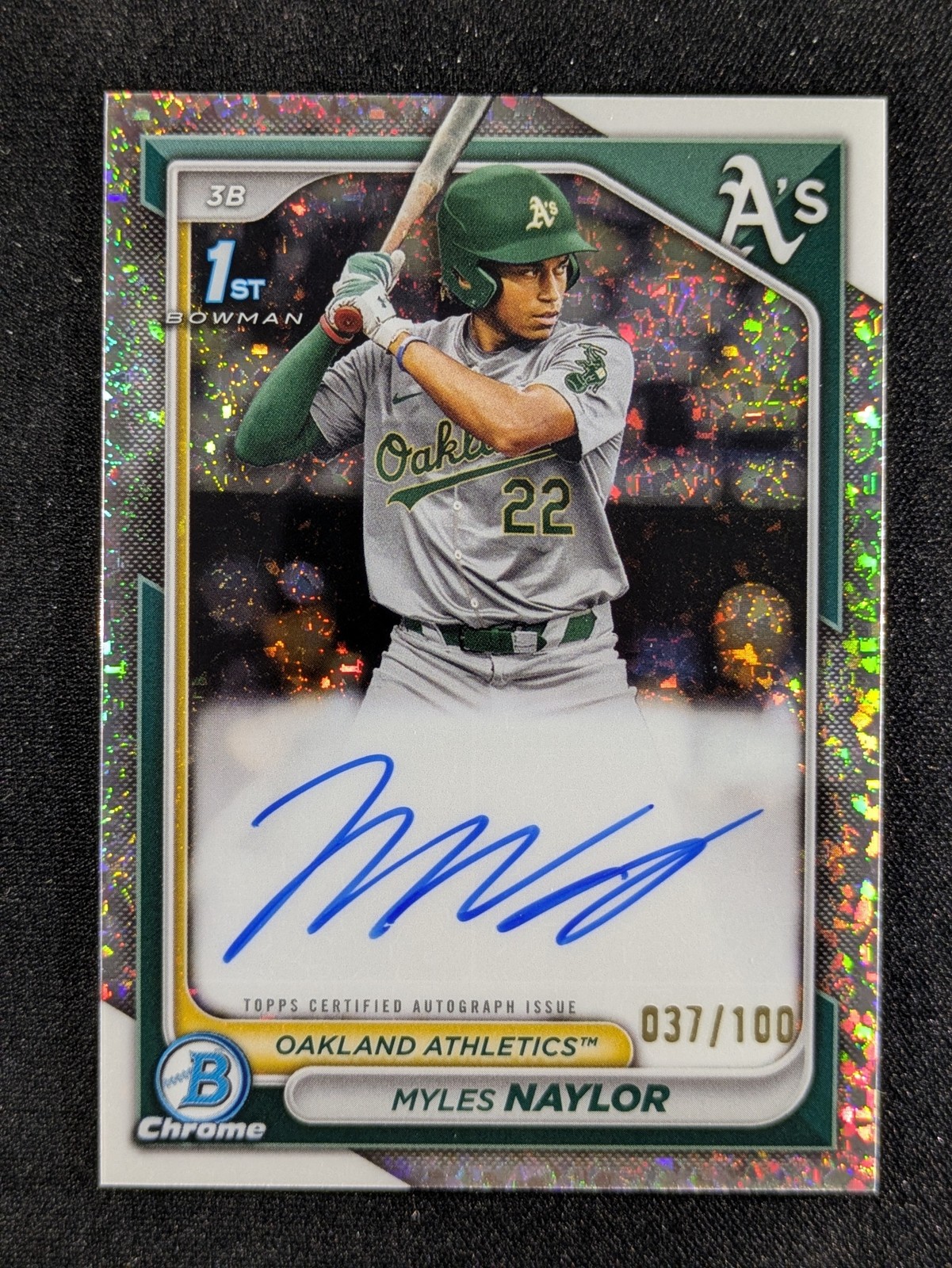2024 Bowman Chrome MYLES NAYLOR 37/100 1st Bowman Auto Mini Diamond Ref. #CPA-MN