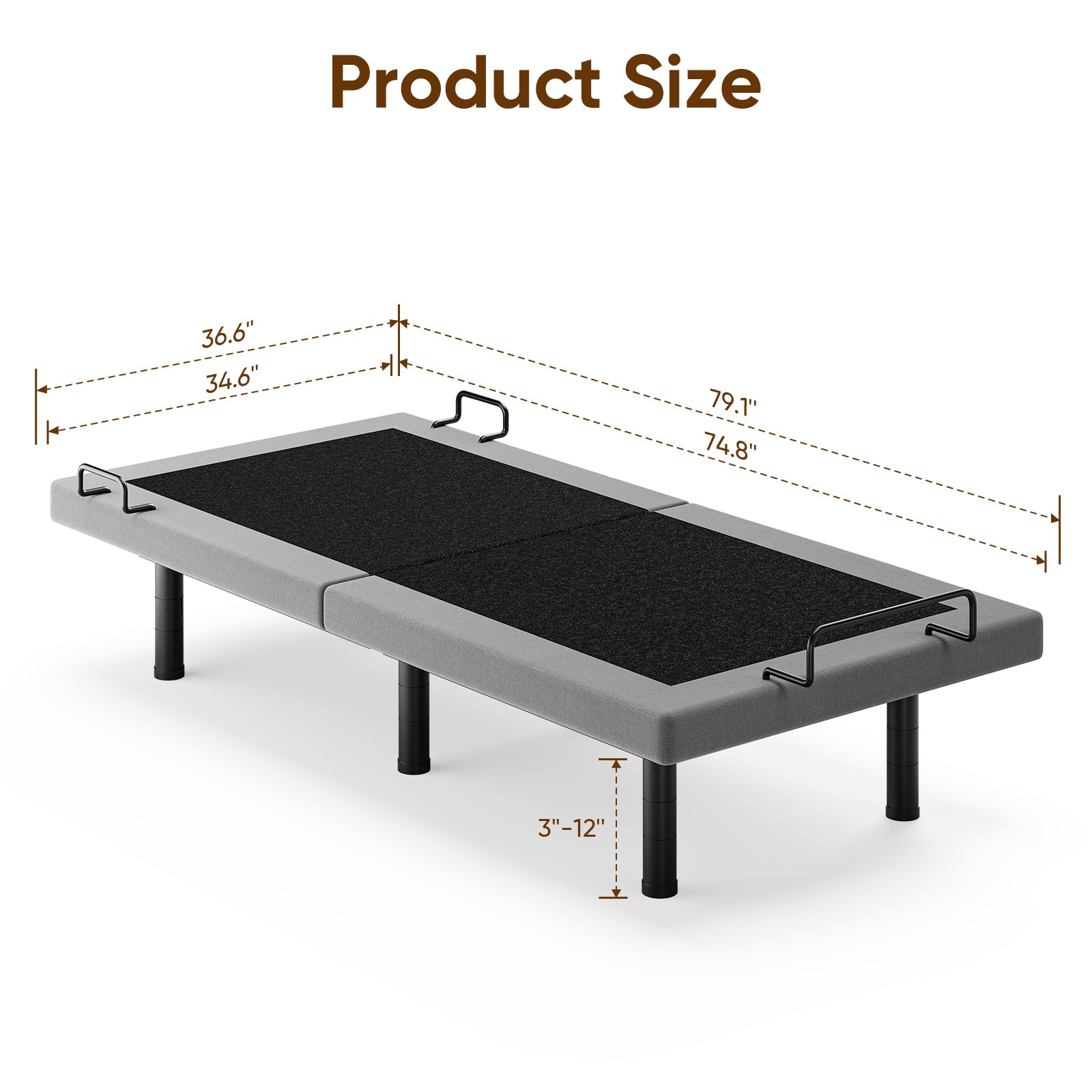 Electirc Adjustable Bed Frame Bed Base With Massage Remote USB Head Foot Recline