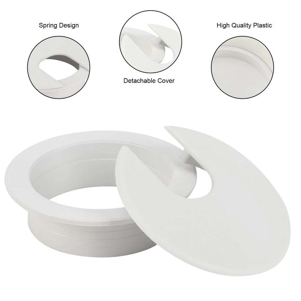 Упаковка из 20 круглых пластиковых настольных люверсов 2 дюйма/50 мм проволока 20 шт. 50 мм / 2 дюйма белый - Изображение 2 из 4