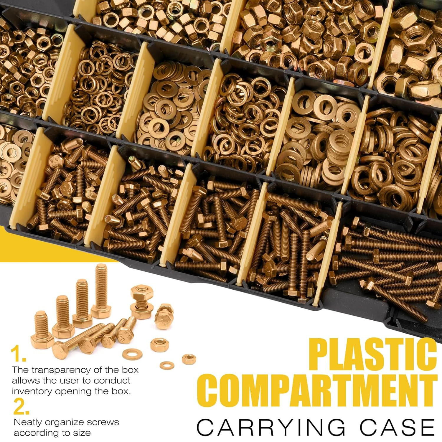 1380Pcs Nuts and Bolts Assortment Kit - Heavy Duty Grade 8.8 Metric M4 M5 M6 M8