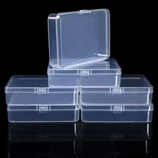 Lot of Clear Plastic Storage Containers w/ Box Hinged Lid DIY Crafts