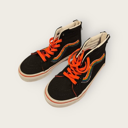 Vans Sk8-Hi Zip Kids Shoes Canvas Chenille Rainbow Black Multi Size 11 - Picture 7 of 10