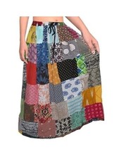 NWOT Boho Patchwork Cotton Maxi Skirt Made in India One Size Festival Hippie