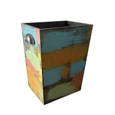 Farmhouse Wood Trash Can - Rustic Distressed Rectangular Waste Bin, Handmade ...