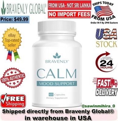 Bravenly Calm - Supports Mood, Mental Clarity Supplement -60 Capsules US Seller 