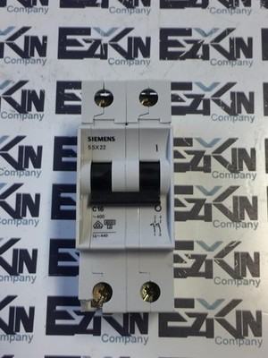 Siemens 5SX22 C16 2-Pole Circuit Breaker, 480VAC 16Amp 