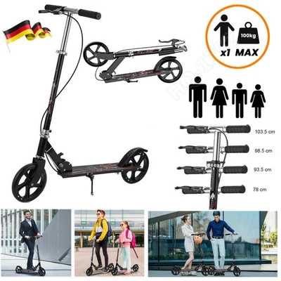 MARKENLOS Cityroller Erwachsene Klappbar Scooter Tretroller T-Style Kickroller Handbremse