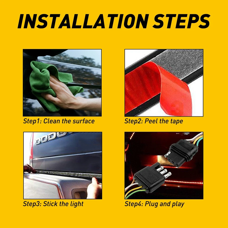 Barra de luz LED para puerta trasera de 60" 3 filas de camión freno señal de parada de giro inverso tira trasera Foto 4 de 4