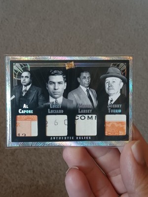 Al Capone, Luciano, Torrio, Lansky 2025 Pieces Of The Past QUAD Relic 1/1 Card